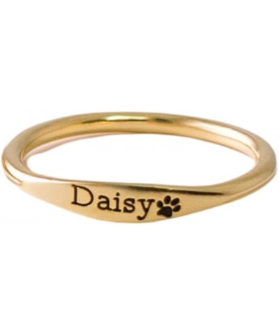 Personalized 925 Sterling Silver Pet Name Ring Custom Dog Cat Paw Jewelry Engravable Name Band Gold $19.31 Rings