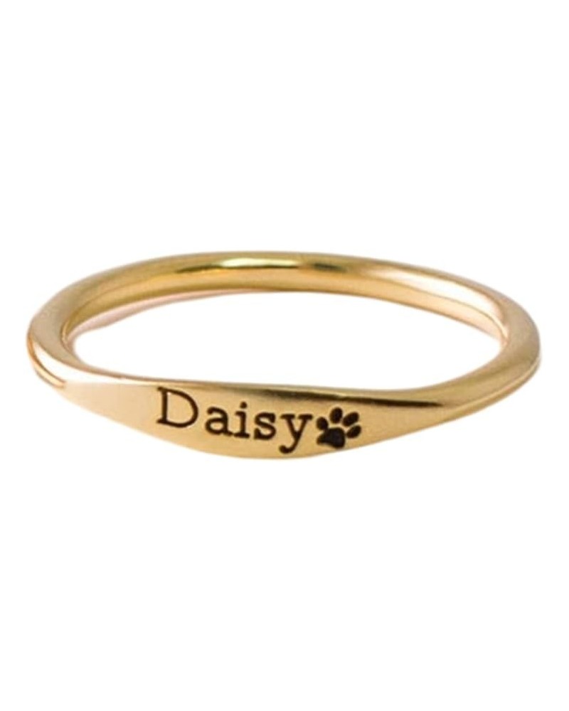 Personalized 925 Sterling Silver Pet Name Ring Custom Dog Cat Paw Jewelry Engravable Name Band Gold $19.31 Rings