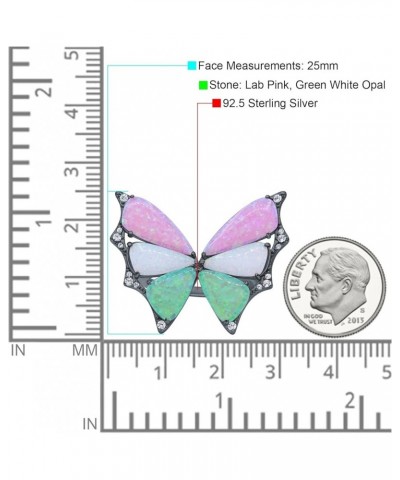 Butterfly Petite Dainty Thumb Ring Lab Created Opal Fashion Ring 925 Sterling Silver Black Tone, Lab Created Pink, Gree White...