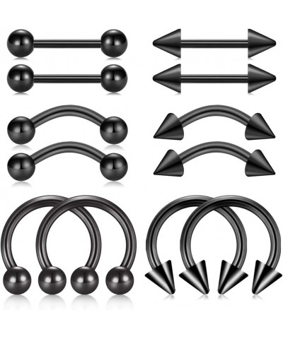 14G Straight Curved Horseshoe Barbells Snake Eyes Tongue Rings Nipplerings Belly Eyebrow Ring Silver Stainless Steel Piercing...