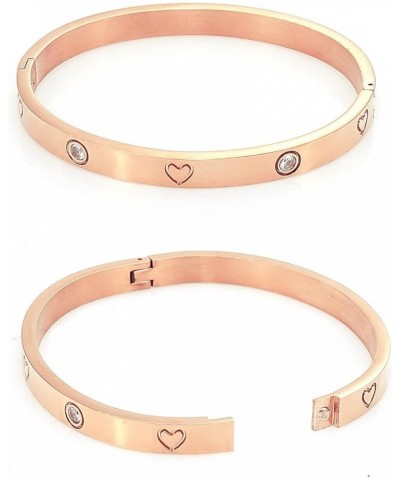 Cubic Zirconia Love Friendship Bracelet Stainless Steel Crystal Bracelet for Women Heart Rose Gold $9.71 Bracelets