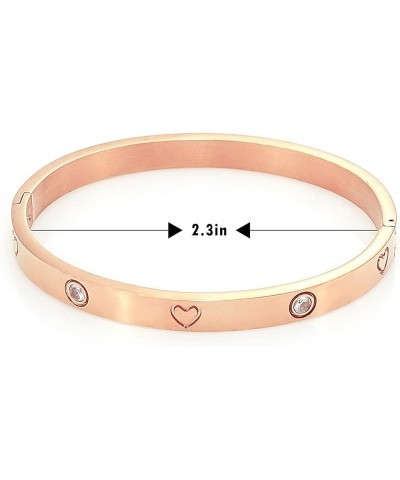 Cubic Zirconia Love Friendship Bracelet Stainless Steel Crystal Bracelet for Women Heart Rose Gold $9.71 Bracelets