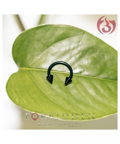 16g 8mm Septum Spiked Horseshoe Ring, IP Plated Surgical Steel, 3mm Spikes Black $8.69 Body Jewelry