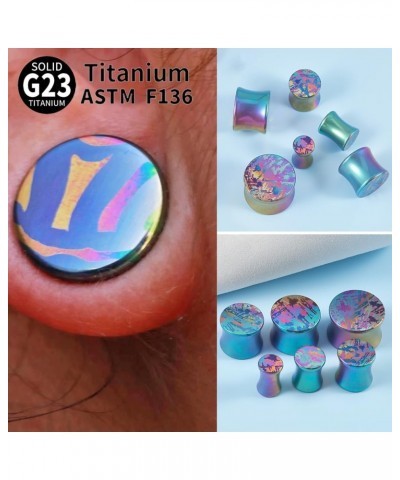 PAIR G23 Solid Titanium Ear Plugs Colorful Texture Blue Double Flare Stretching Earring Gauges Expander Piercing Body Jewelry...