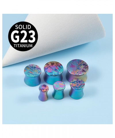 PAIR G23 Solid Titanium Ear Plugs Colorful Texture Blue Double Flare Stretching Earring Gauges Expander Piercing Body Jewelry...