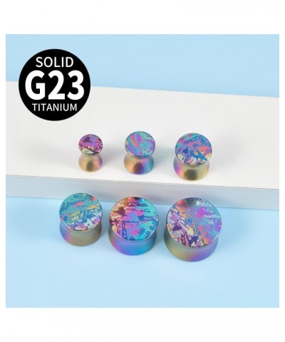 PAIR G23 Solid Titanium Ear Plugs Colorful Texture Blue Double Flare Stretching Earring Gauges Expander Piercing Body Jewelry...