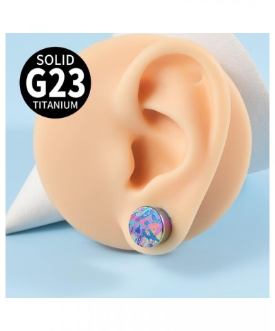 PAIR G23 Solid Titanium Ear Plugs Colorful Texture Blue Double Flare Stretching Earring Gauges Expander Piercing Body Jewelry...