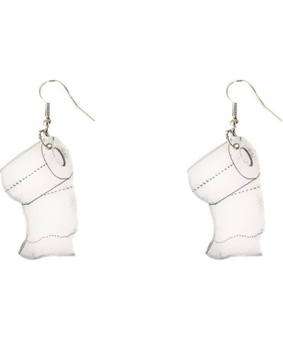 Toilet Paper Earrings for Women and Girls Novelty Weird Dangle Earrings Toilet Paper Earrings Gift Long Design $6.48 Earrings