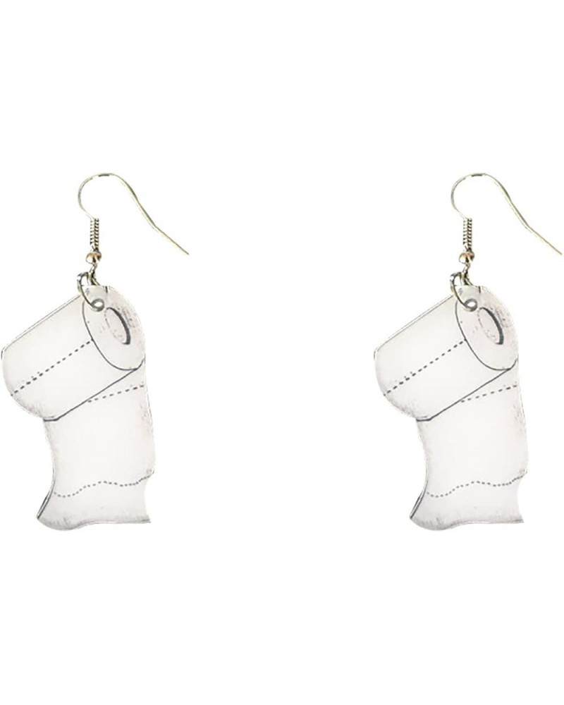 Toilet Paper Earrings for Women and Girls Novelty Weird Dangle Earrings Toilet Paper Earrings Gift Long Design $6.48 Earrings