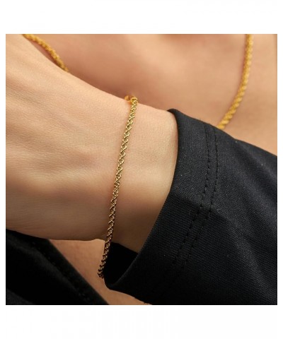 1mm Rope Chain Bracelet for Women Men Teen 24k Real Gold Plated Gold 8 inches $12.96 Bracelets