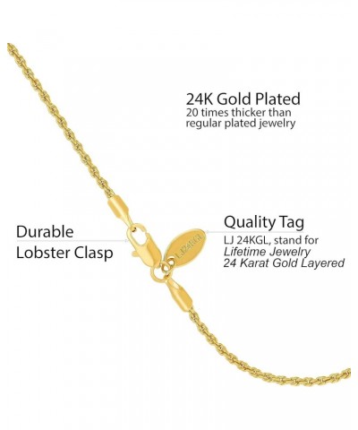 1mm Rope Chain Bracelet for Women Men Teen 24k Real Gold Plated Gold 8 inches $12.96 Bracelets