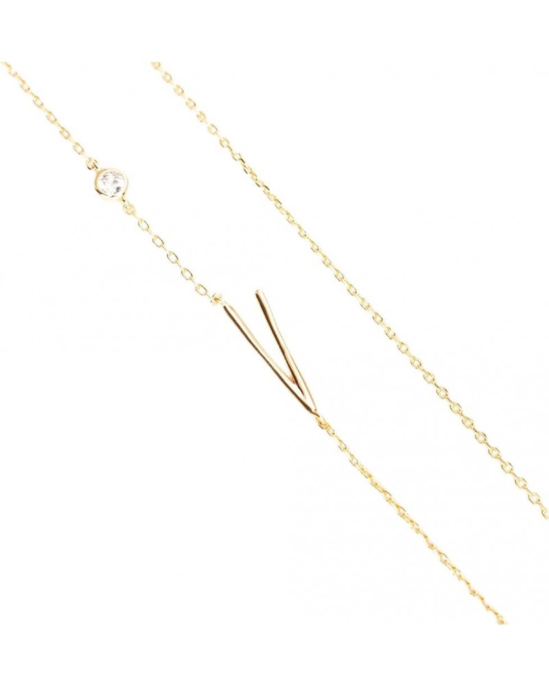 Gold/Rhodium Plated - necklace with Zirconia Stone - Initial Letter Necklace - letter necklace - Women, Teens and Girls - Gif...