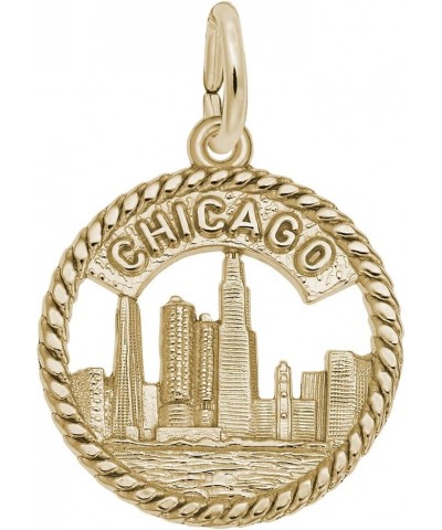 Chicago Skyline Charm, Charms for Bracelets and Necklaces Yellow Gold $20.18 Bracelets