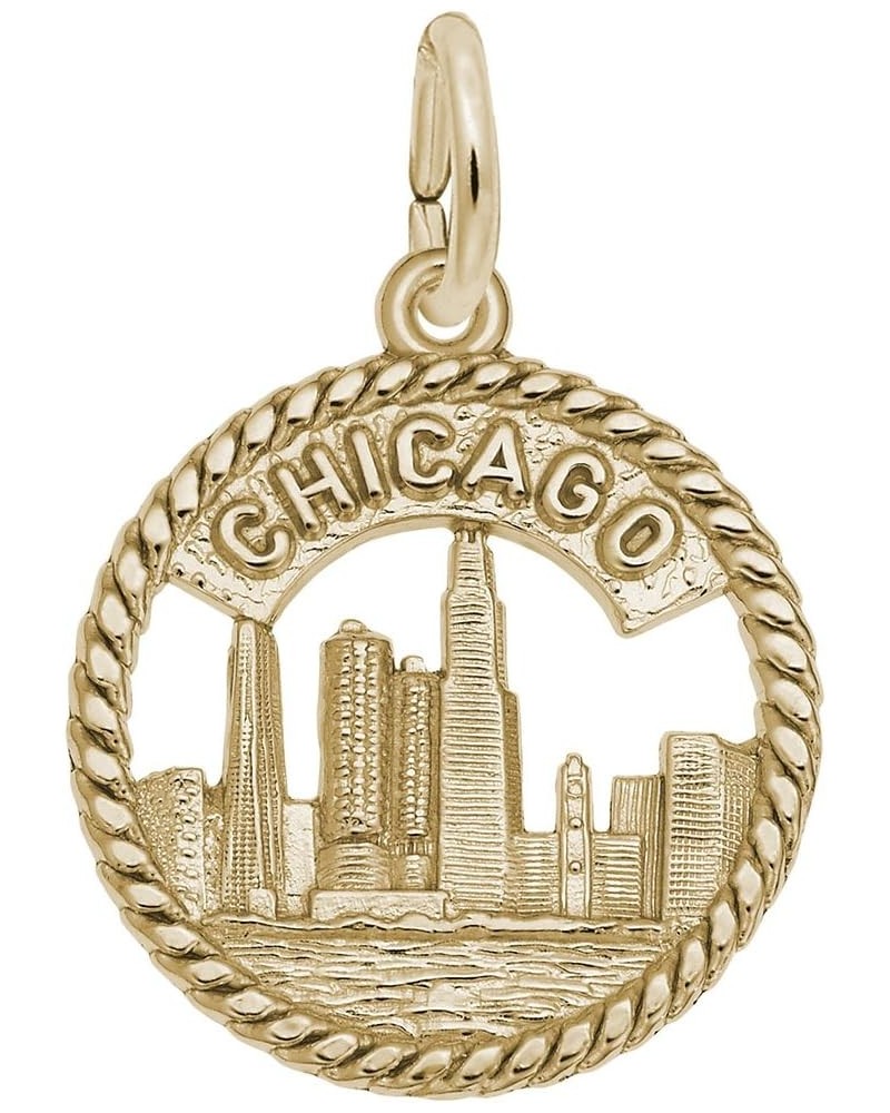 Chicago Skyline Charm, Charms for Bracelets and Necklaces Yellow Gold $20.18 Bracelets