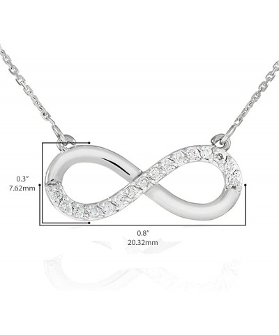 14K White Gold 1/8 Cttw Diamond Infinity Symbol Pendant Necklace with Rolo Chain (J-K Color, I1-I2 Clarity) - Choice of Chain...