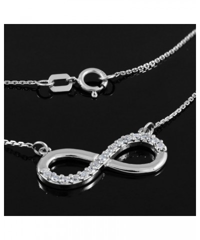 14K White Gold 1/8 Cttw Diamond Infinity Symbol Pendant Necklace with Rolo Chain (J-K Color, I1-I2 Clarity) - Choice of Chain...