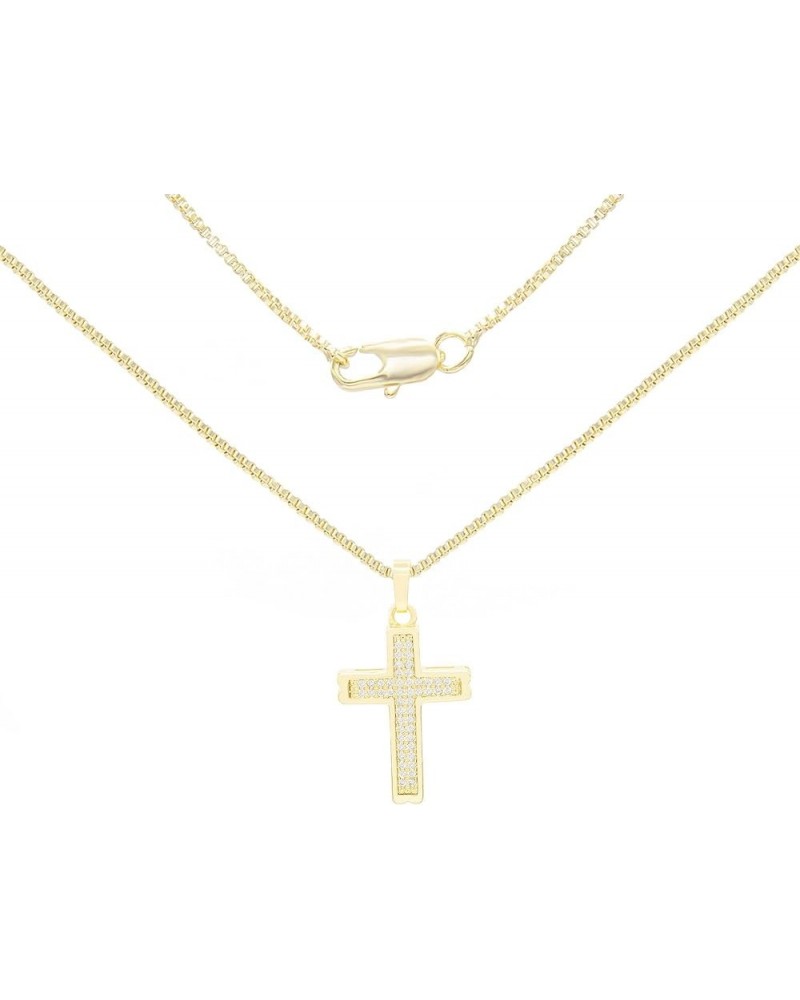 BEBERLINI Cross Charm Pendant 14K Gold Filled Rope Box Curb Chain Necklace Set Lobster Clasp Fashion Cubic Zirconia Jewelry G...