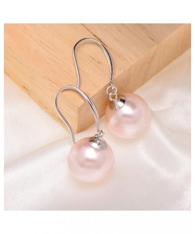 Paialco 925 Sterling Silver Simulated Faux Pearl Earrings Dangle Balls Pink $8.54 Earrings