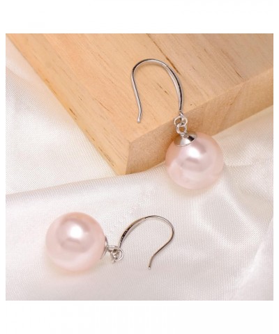 Paialco 925 Sterling Silver Simulated Faux Pearl Earrings Dangle Balls Pink $8.54 Earrings