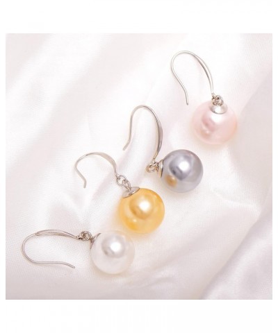 Paialco 925 Sterling Silver Simulated Faux Pearl Earrings Dangle Balls Pink $8.54 Earrings