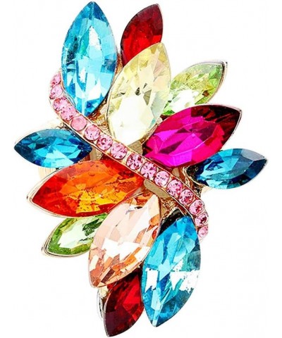 Women's Dazzling Crystal Marquis Leaf Cluster Statement Stretch Cocktail Ring Multi Color $13.76 Rings