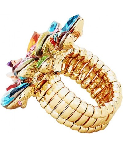 Women's Dazzling Crystal Marquis Leaf Cluster Statement Stretch Cocktail Ring Multi Color $13.76 Rings