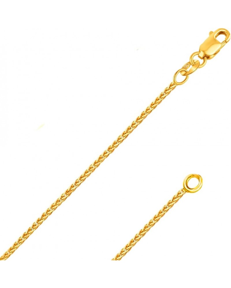 REAL Solid 14K or 10K Yellow or White Gold 0.80mm,1.0mm, 1.1mm Diamond Cut Braided Square Wheat Spiga Chain Necklace with Lob...