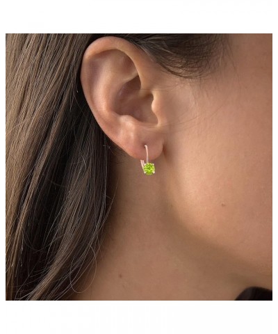 14k Gold Solid Hypoallergenic 5mm Round Genuine Birthstone Natural Gemstone Leverback Earrings Peridot Rose Gold $54.00 Earrings