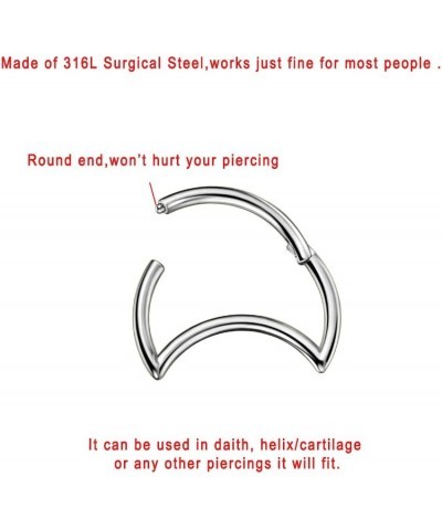 316L Surgical Steel Piercing Rings for Daith Helix Cartilage Conch Earlobe Ear Piercings Style 02:16g 10mm,Silver $11.39 Body...