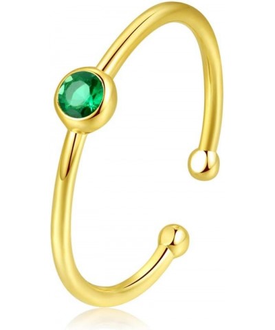 Sterling Silver Birthstone Stacking Ring Dainty Birthstone Rings Open Adjustable Emerald - May $9.62 Rings