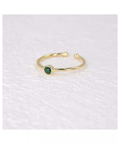 Sterling Silver Birthstone Stacking Ring Dainty Birthstone Rings Open Adjustable Emerald - May $9.62 Rings