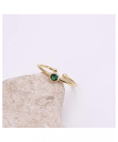 Sterling Silver Birthstone Stacking Ring Dainty Birthstone Rings Open Adjustable Emerald - May $9.62 Rings