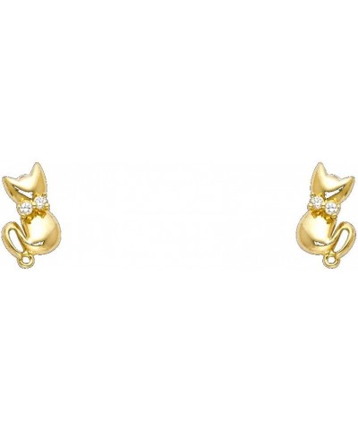 14K Yellow Gold Polished Cat Stud Earrings With Screw Back $26.84 Earrings