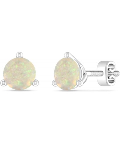 Inspereza 14K Gold Round Gemstone Martini Solitaire Stud Earring For Women (Gemstone 5.00MM) Opal $125.84 Earrings