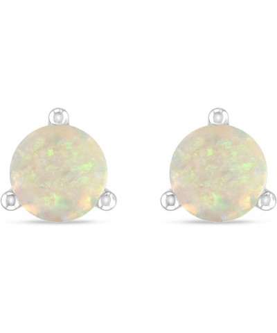 Inspereza 14K Gold Round Gemstone Martini Solitaire Stud Earring For Women (Gemstone 5.00MM) Opal $125.84 Earrings