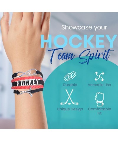 Hockey Charm Bracelet, Ice Hockey Jewelry- Infinity Love Hockey Bracelet- Gift for Her Red/Black $8.79 Bracelets