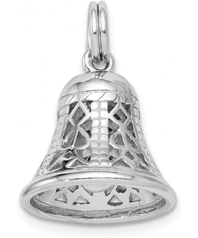 925 Sterling Silver Solid Moveable Polished Movable Bell Charm Pendant Necklace Measures 20x15mm Wide Jewelry Gifts for Women...