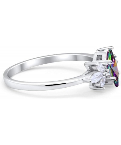 Art Deco Wedding Engagement Ring Marquise Round Simulated Cubic Zirconia 925 Sterling Silver Simulated Rainbow CZ $14.74 Rings