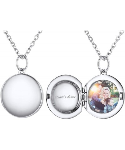 Personalized Round Circle Locket Pendant Necklace 925 Sterling Silver/18K Gold Plated Custom Photo Necklace Customized Pictur...