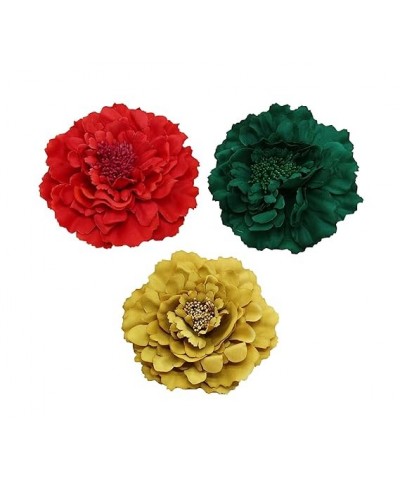 Women's Bohemia Peony Flowers Hairpin Hair Clip Flower Brooch for Travel Party Festivals (Black Dark Purple White) Red Dark G...