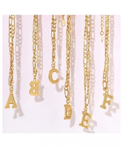 Gold Initial Figaro Chain Necklace, Custom Monogram Letter Choker Necklaces, 16"+2" Adjustable Letter J-Gold No Engraving $10...