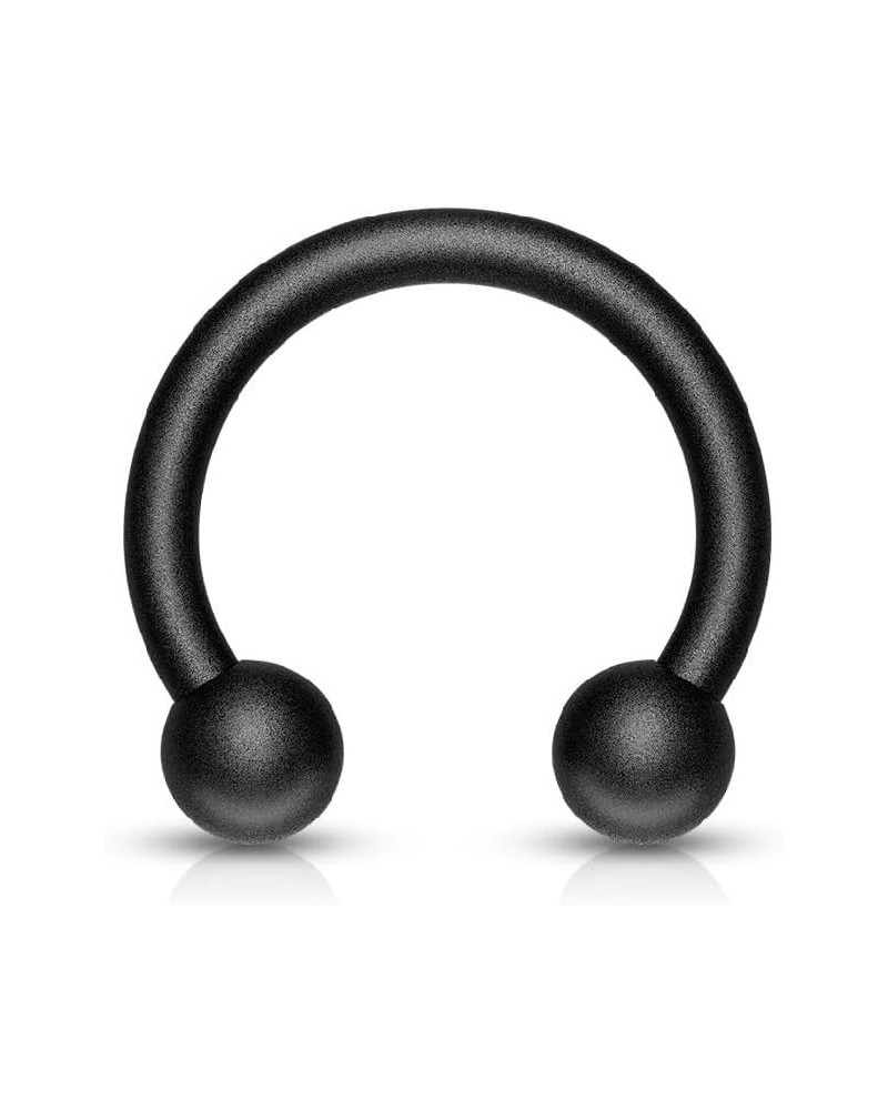 16g 10mm Surgical Steel Matte Black IP Plated Horseshoe Body Piercing Ring, 4mm Balls $8.99 Body Jewelry