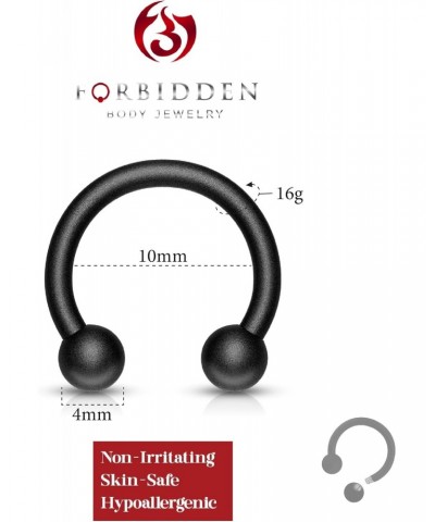 16g 10mm Surgical Steel Matte Black IP Plated Horseshoe Body Piercing Ring, 4mm Balls $8.99 Body Jewelry