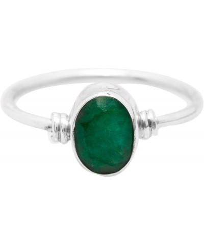 Oval Created Emerald Delicate Ring- 925 Sterling Silver - Ethnic Boho Chic Hand Made Jewelry –Us Size 5-10 $13.49 Rings