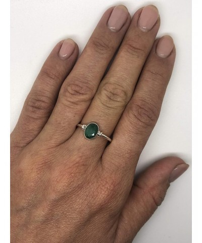 Oval Created Emerald Delicate Ring- 925 Sterling Silver - Ethnic Boho Chic Hand Made Jewelry –Us Size 5-10 $13.49 Rings