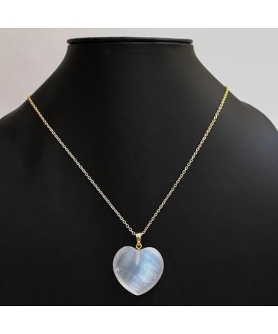 Labradorite Heart Stone Pendant Necklace, Labradorite Pendant 30mm, Heart Crystal Necklace, Labradorite Jewelry for Women, Si...