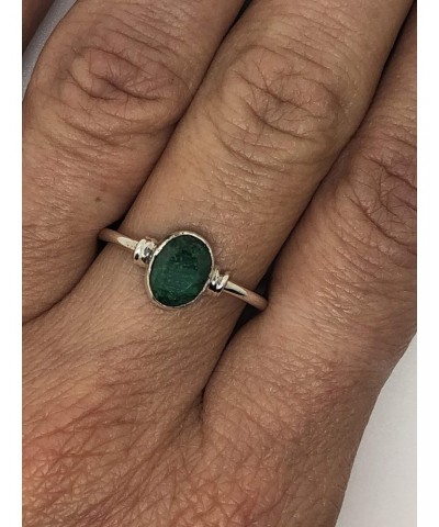 Oval Created Emerald Delicate Ring- 925 Sterling Silver - Ethnic Boho Chic Hand Made Jewelry –Us Size 5-10 $13.49 Rings