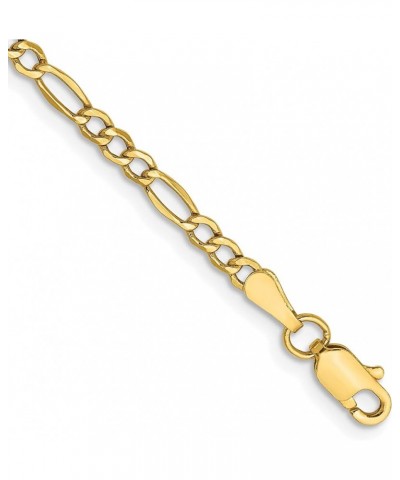 14K Yellow Gold 2.5mm Semi-Solid Figaro with Lobster Lock Anklet Necklace Chain -7.0" 8.0" 9.0" 10.0 9.0 Inches $46.20 Anklets