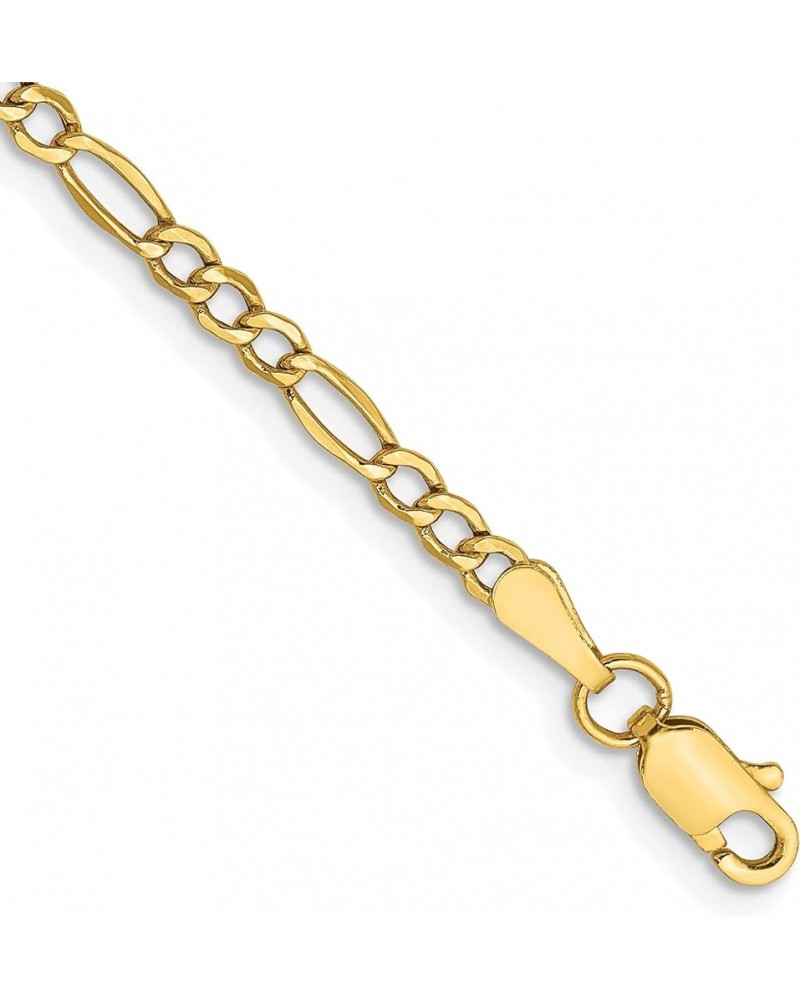 14K Yellow Gold 2.5mm Semi-Solid Figaro with Lobster Lock Anklet Necklace Chain -7.0" 8.0" 9.0" 10.0 9.0 Inches $46.20 Anklets