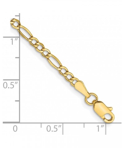 14K Yellow Gold 2.5mm Semi-Solid Figaro with Lobster Lock Anklet Necklace Chain -7.0" 8.0" 9.0" 10.0 9.0 Inches $46.20 Anklets